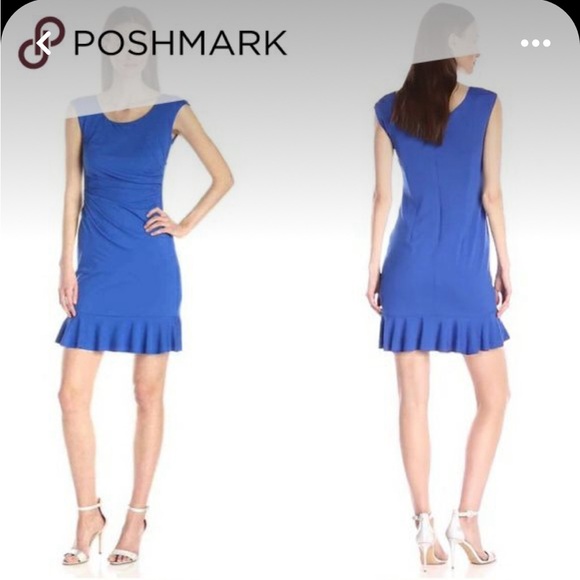 Betsy Johnson Blue Dress Ruffle Ruched - 6 - Picture 4 of 8